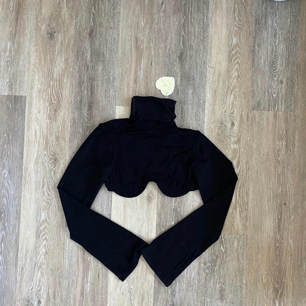 mirror palais turtleneck underwire bra top black size small